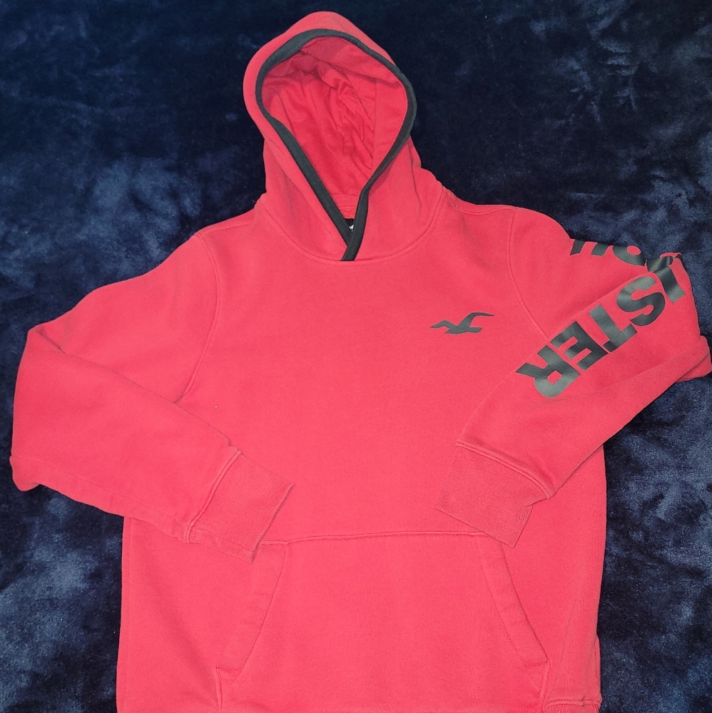 Hollister Big Logo Hoodie with Sleeve Print (Red/Black)